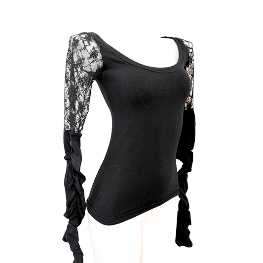Alice Auaa Black Lace Long Sleeve Top
