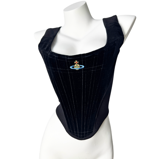 Vivienne Westwood 90s Vintage Velvet Black Orb Corset