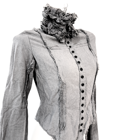 Na+H Grey Gauze Lace-Up Shirt