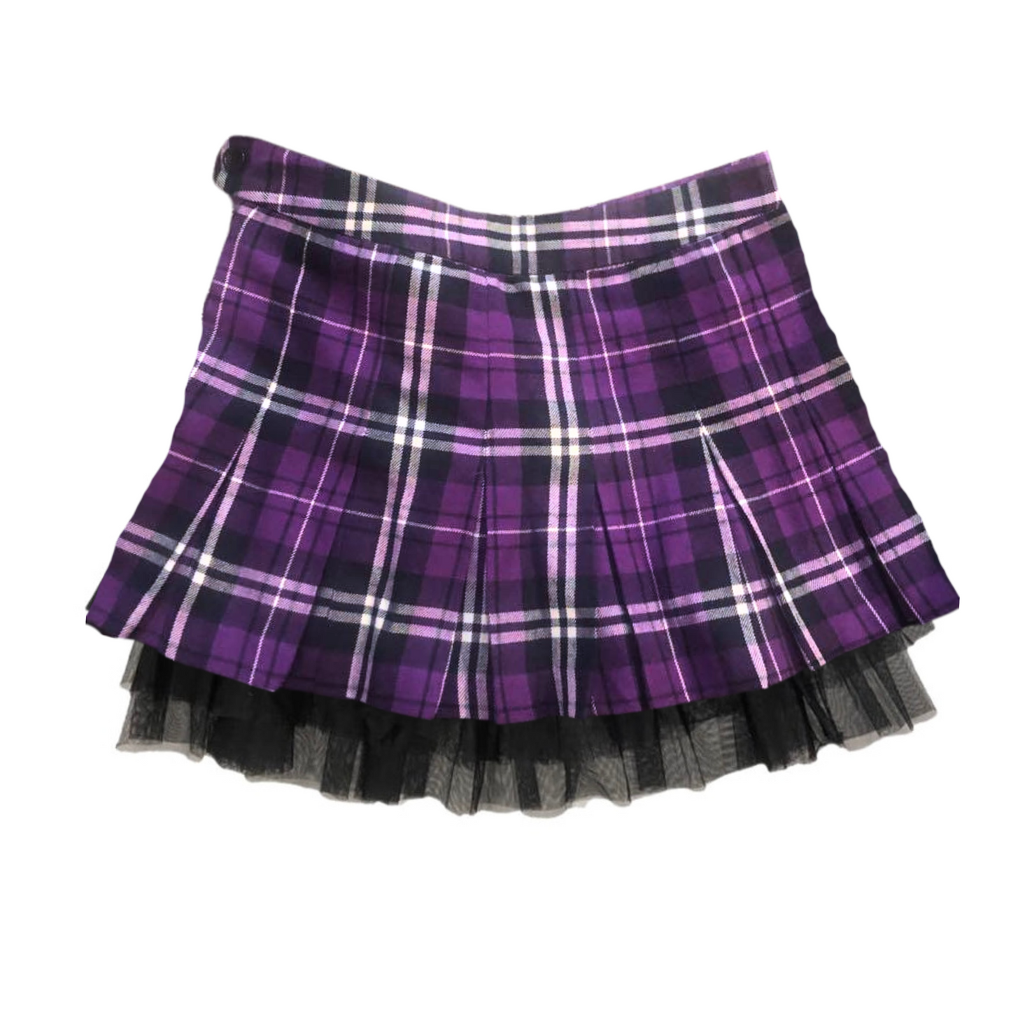 Sexy Dynamite London Purple Plaid Tulle Pleated Skirt