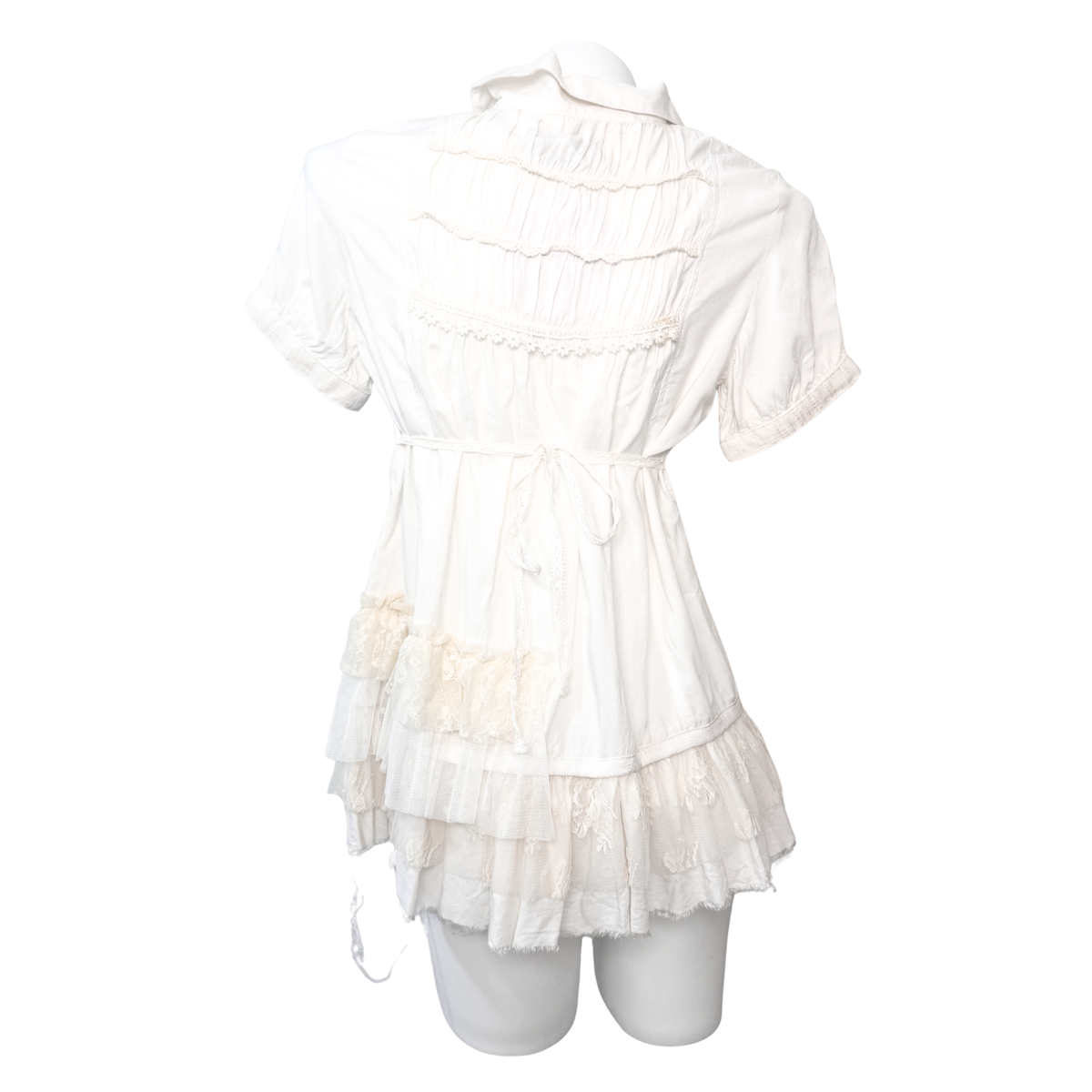 h.Naoto Cream White Gauze Short-Sleeve Dress Shirt