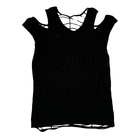 Hysterics Beaded Spiderweb Black Tank-Top