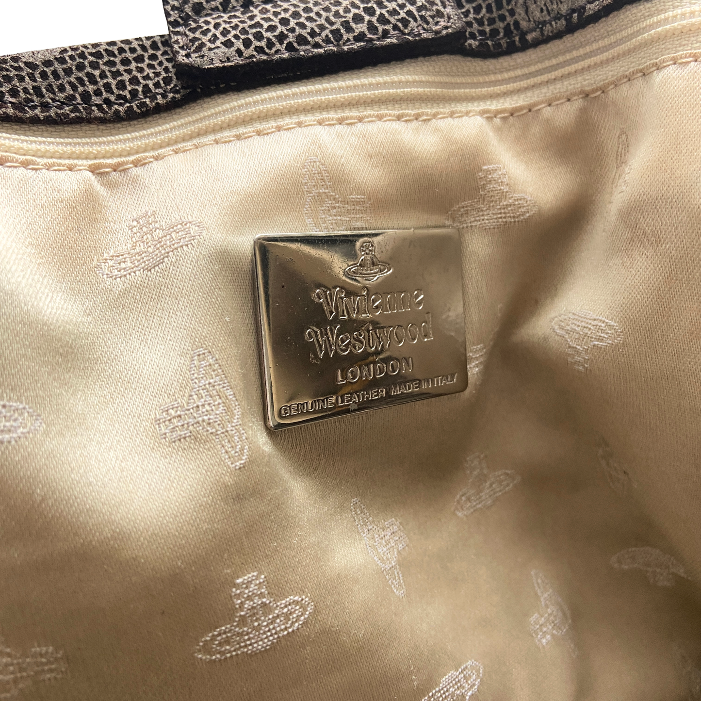 Vivienne Westwood Large Sized Brown Lace Pattern Orb Bag