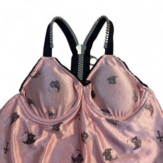 Glavil Tutuha Pink Skull Zipper Tank-top