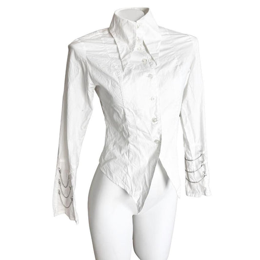 BPN Long Collar Sleeve White Chain Shirt