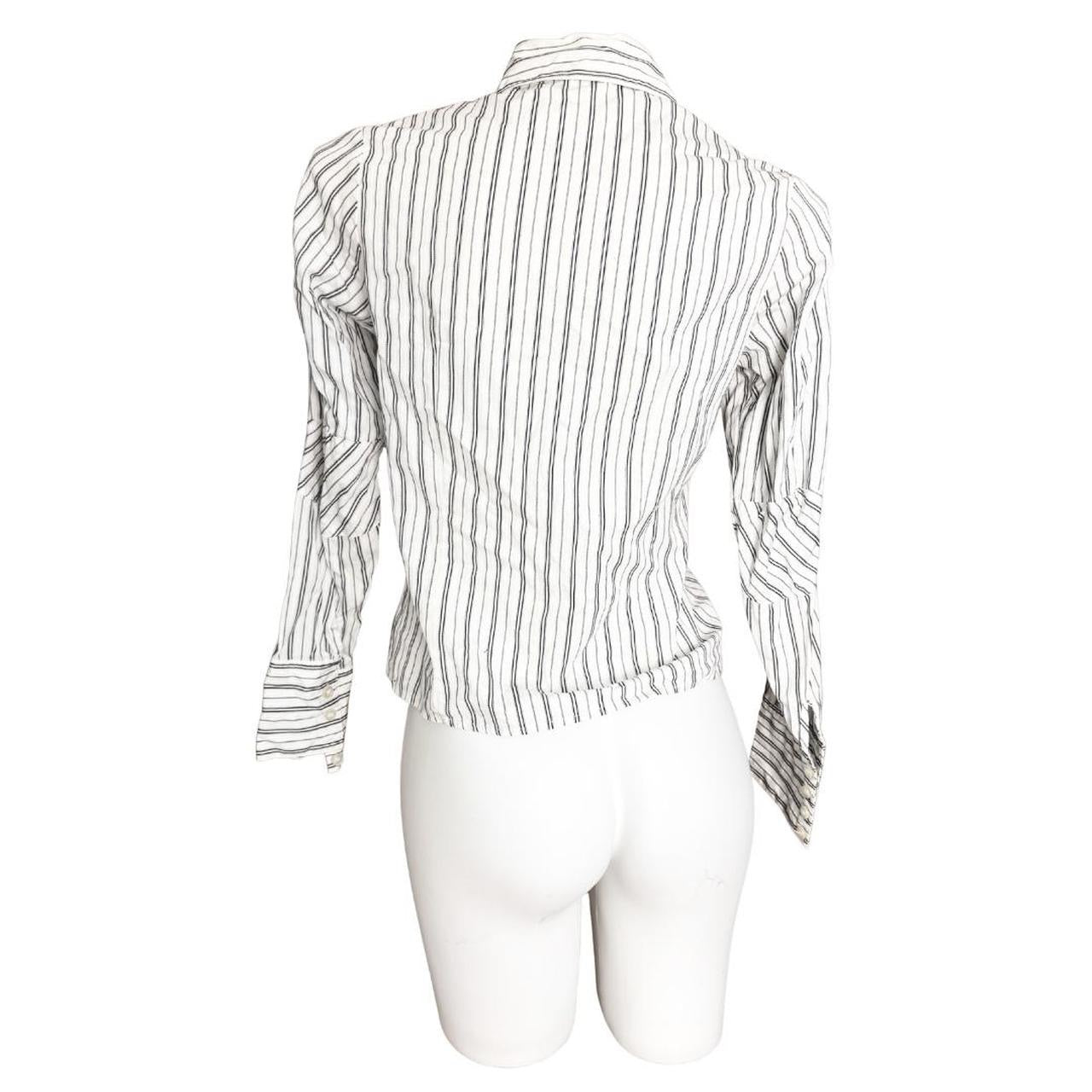 Peace Now Striped Asymmetrical Collar Shirt