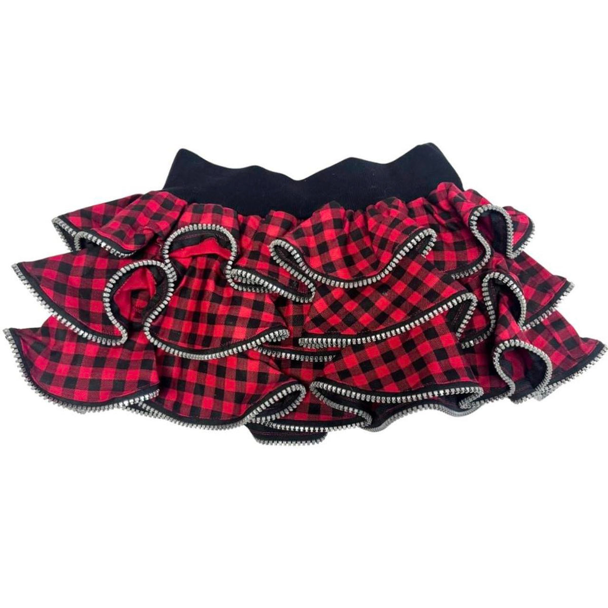 Glavil Tutuha Gingham Red & Black Zipper Skirt
