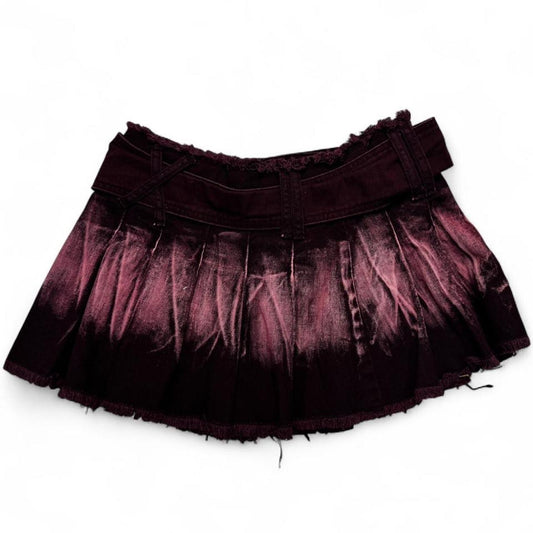 Purple Buckle Belt Gradient Purple Denim Skirt