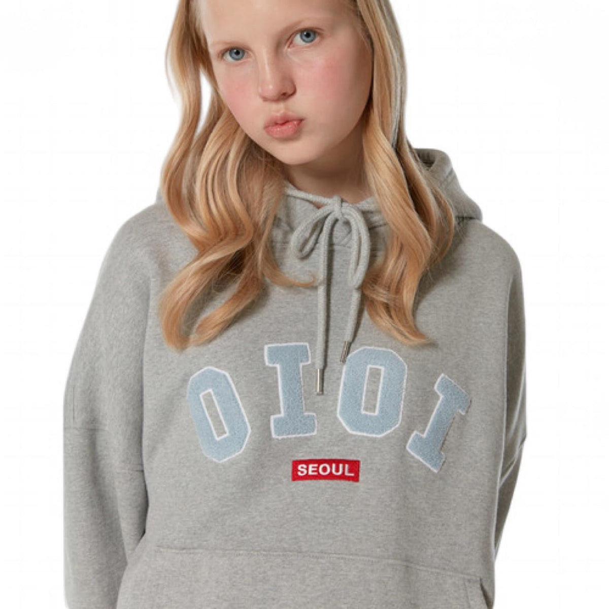 OiOi Grey Blue Logo Hoodie