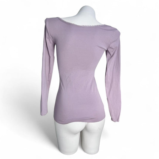 Light Purple Lace-Up Front Long Sleeve Top