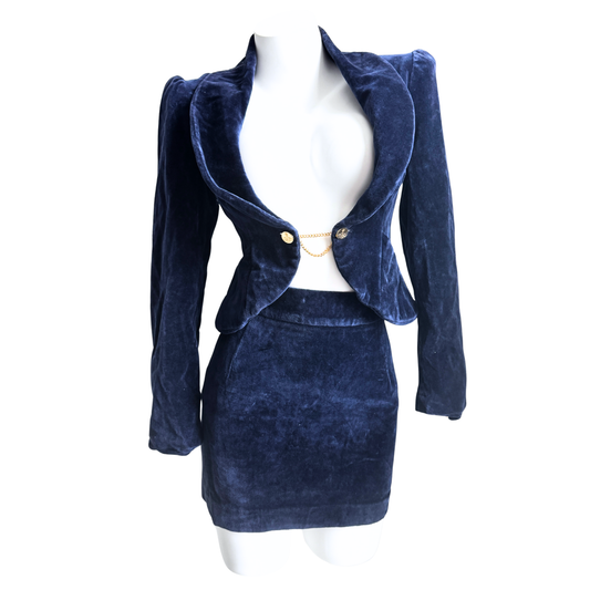 Vivienne Westwood Velvet Blue Jacket & Skirt Set