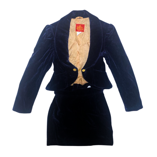 Vivienne Westwood Velvet Blue Jacket & Skirt Set