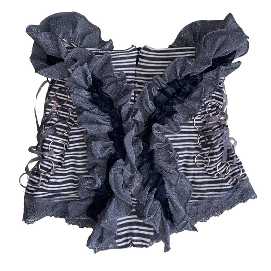 Alice Auaa Shorts in Grey White and Black Striped