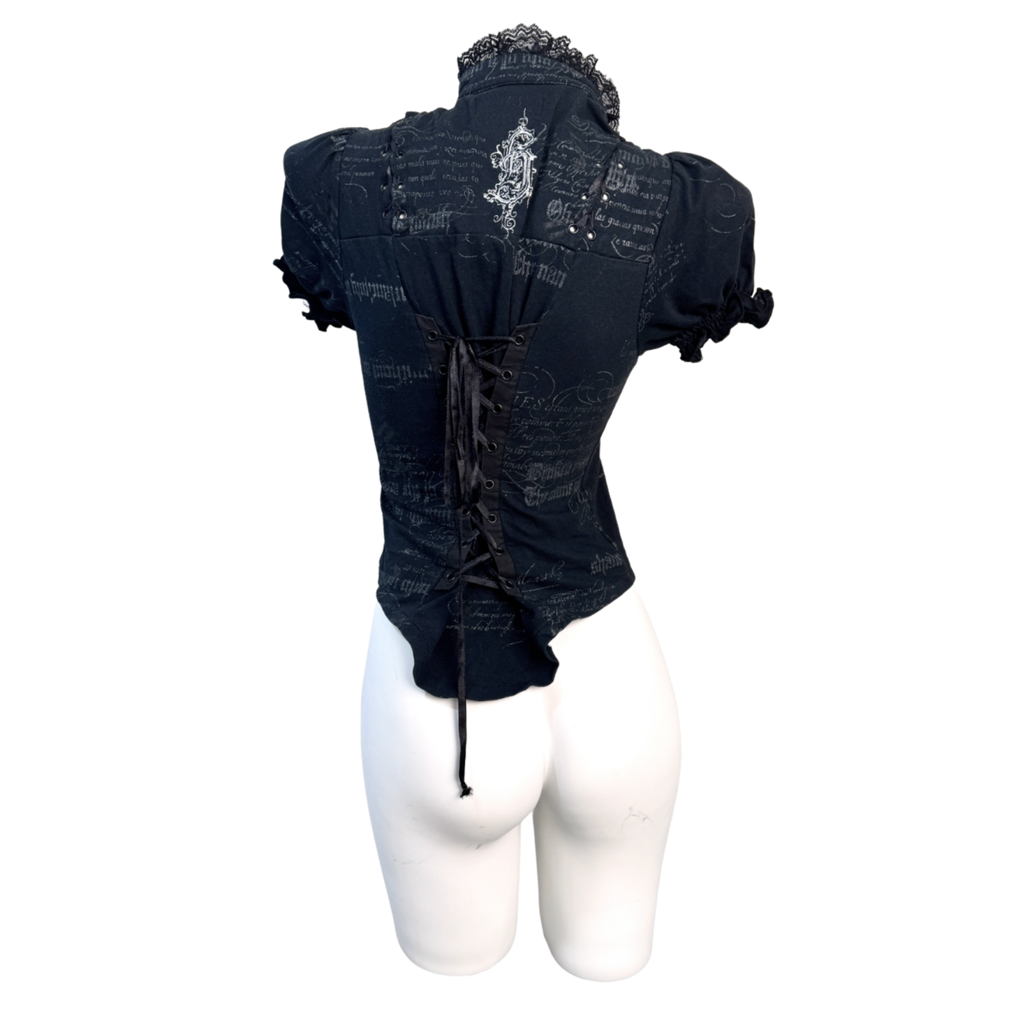 h.Naoto Lace-Up Black Top
