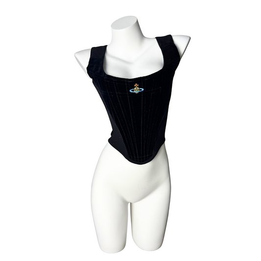 Vivienne Westwood 90s Vintage Velvet Black Orb Corset