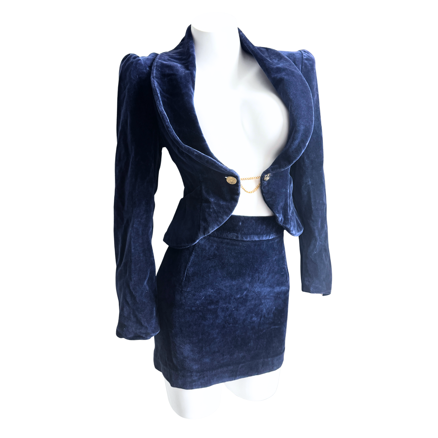 Vivienne Westwood Velvet Blue Jacket & Skirt Set