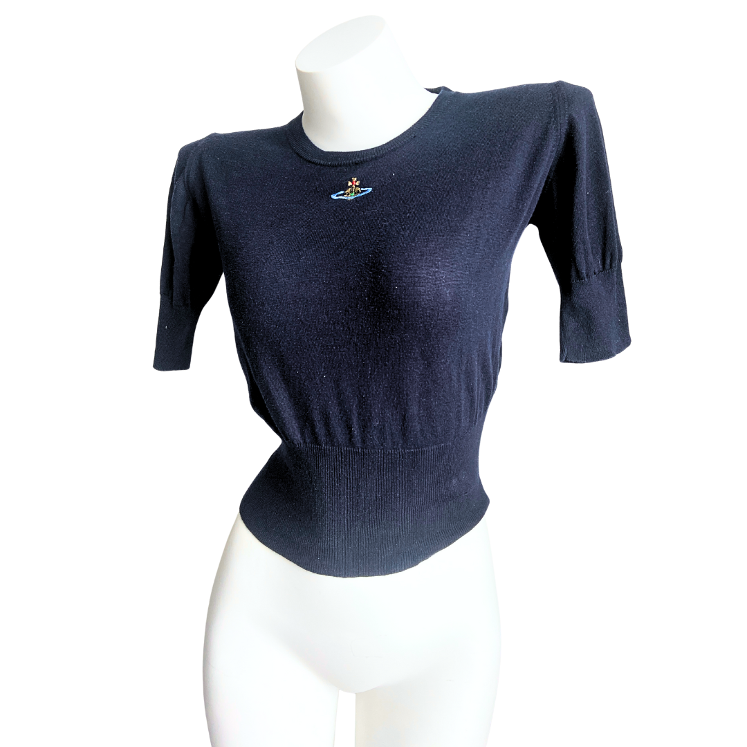 Vivienne Westwood Milan Label Navy Blue Orb Top