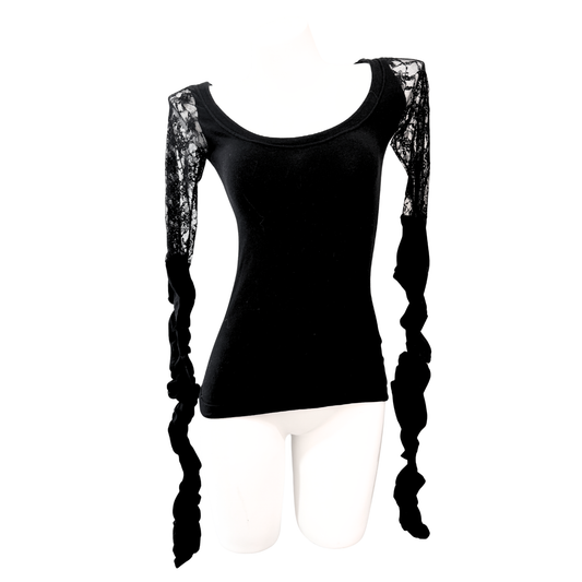 Alice Auaa Black Lace Long Sleeve Top