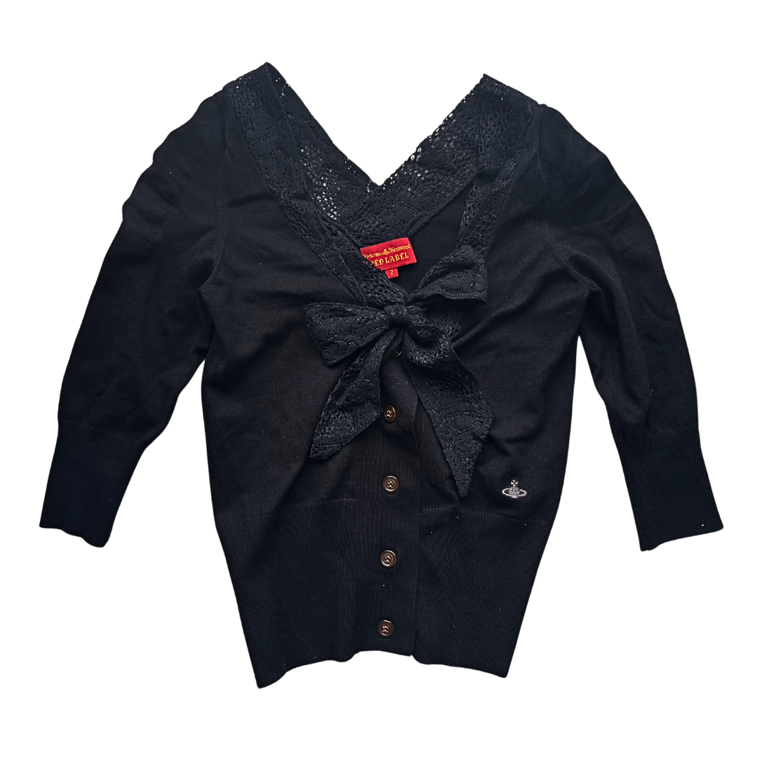 Vivienne Westwood Red Label Black Lace Tie Black Cardigan