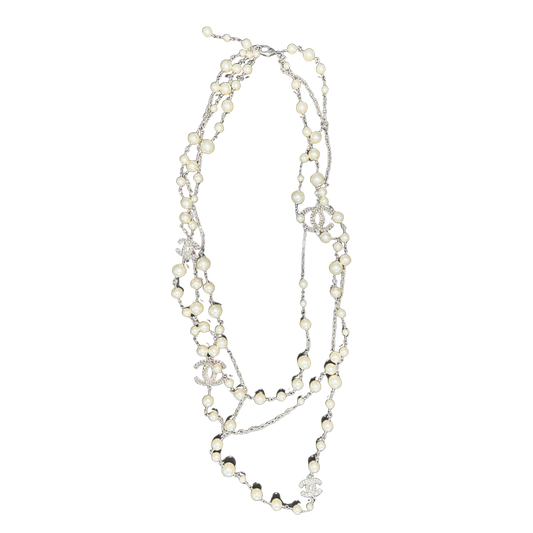 Chanel Beaded Pearl Chain Dangle Necklace