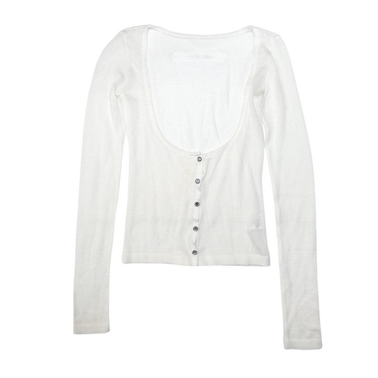 Alice Auaa Half Button-Up White Cardigan