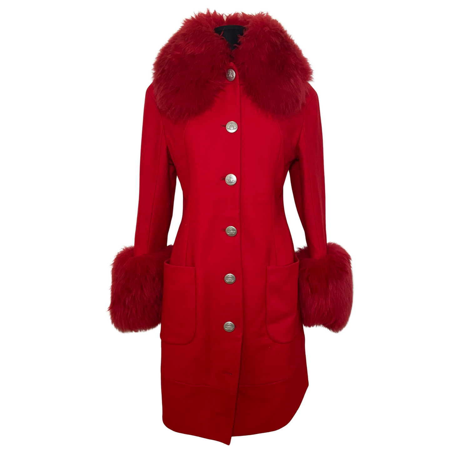 (NFS) Vivienne Westwood 90's Red Faux Fur Poodle Coat