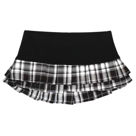 Black & White Plaid Mini Skirt
