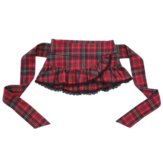 Plaid Mini Skirt w/ Back Bow Tie