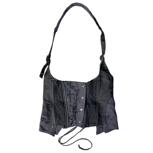 Ozz Croce Grey Lace-Up Halter Corset