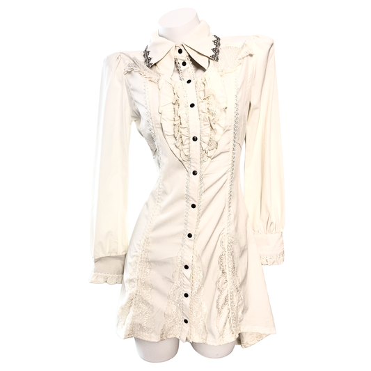 OZZ ON/Oneste Cream Long Sleeve Dress