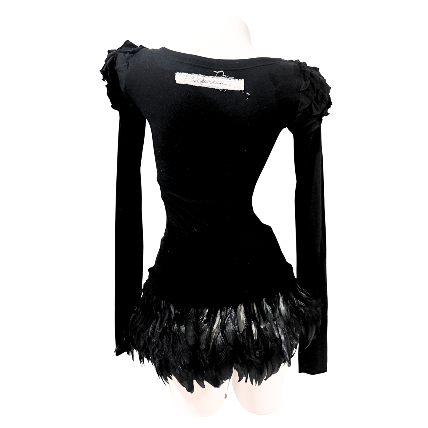 Alice Auaa Black Long Sleeve Ruffle Shoulder Top