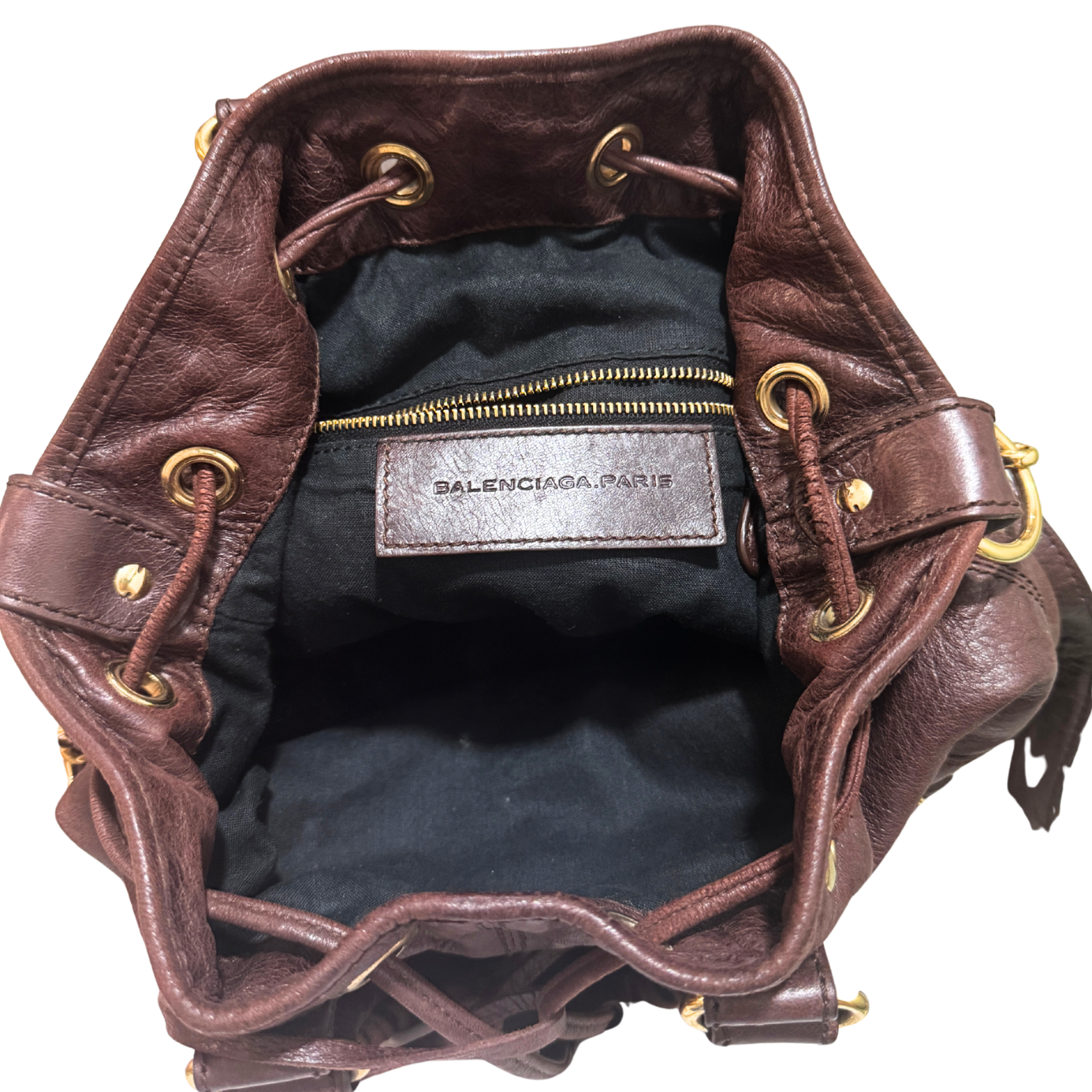 Balenciaga Mini Pompon Burgundy Purple Bag w/ Shoulder Strap & Mirror