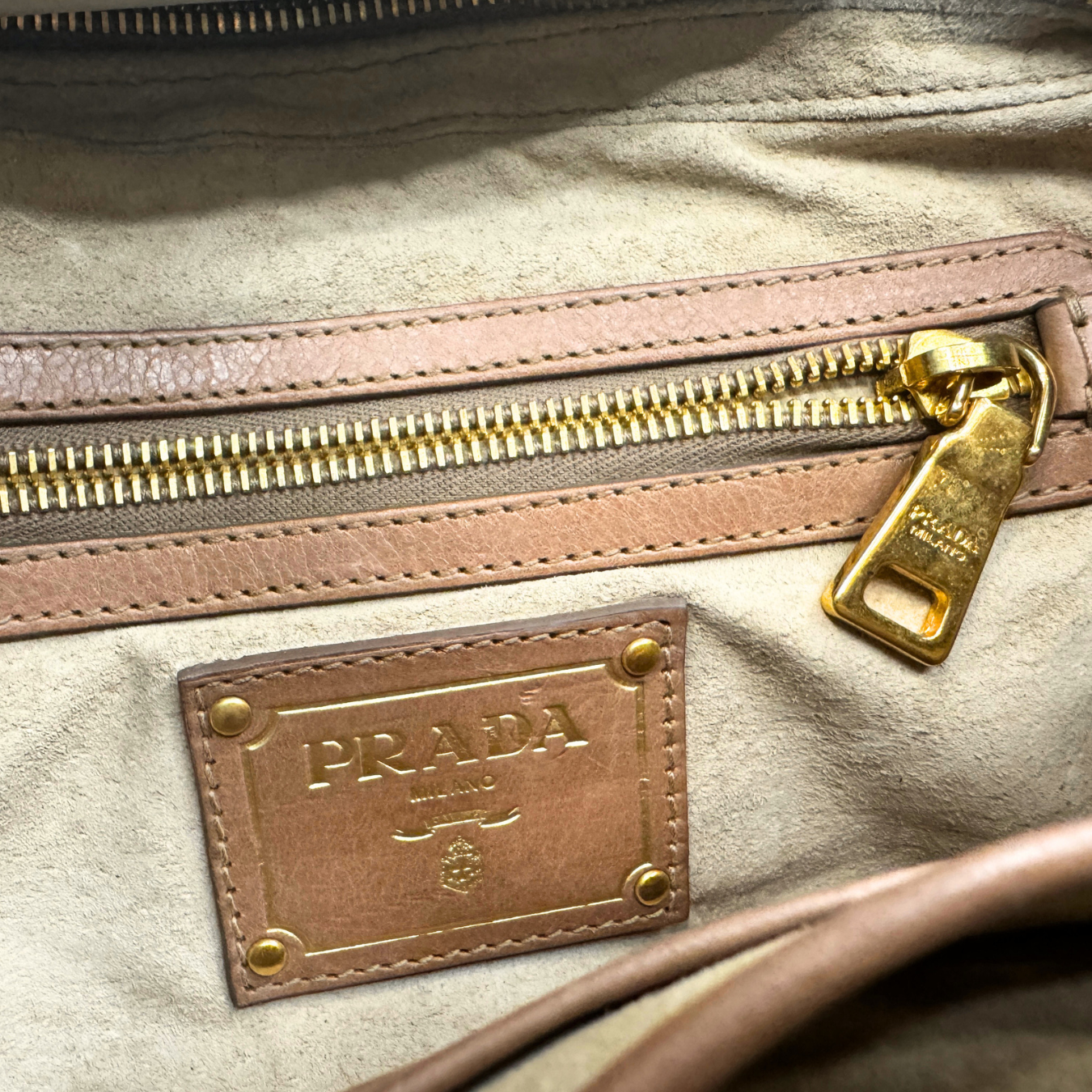 Prada Glace Calf Leather Sound & Lock Shoulder Handbag