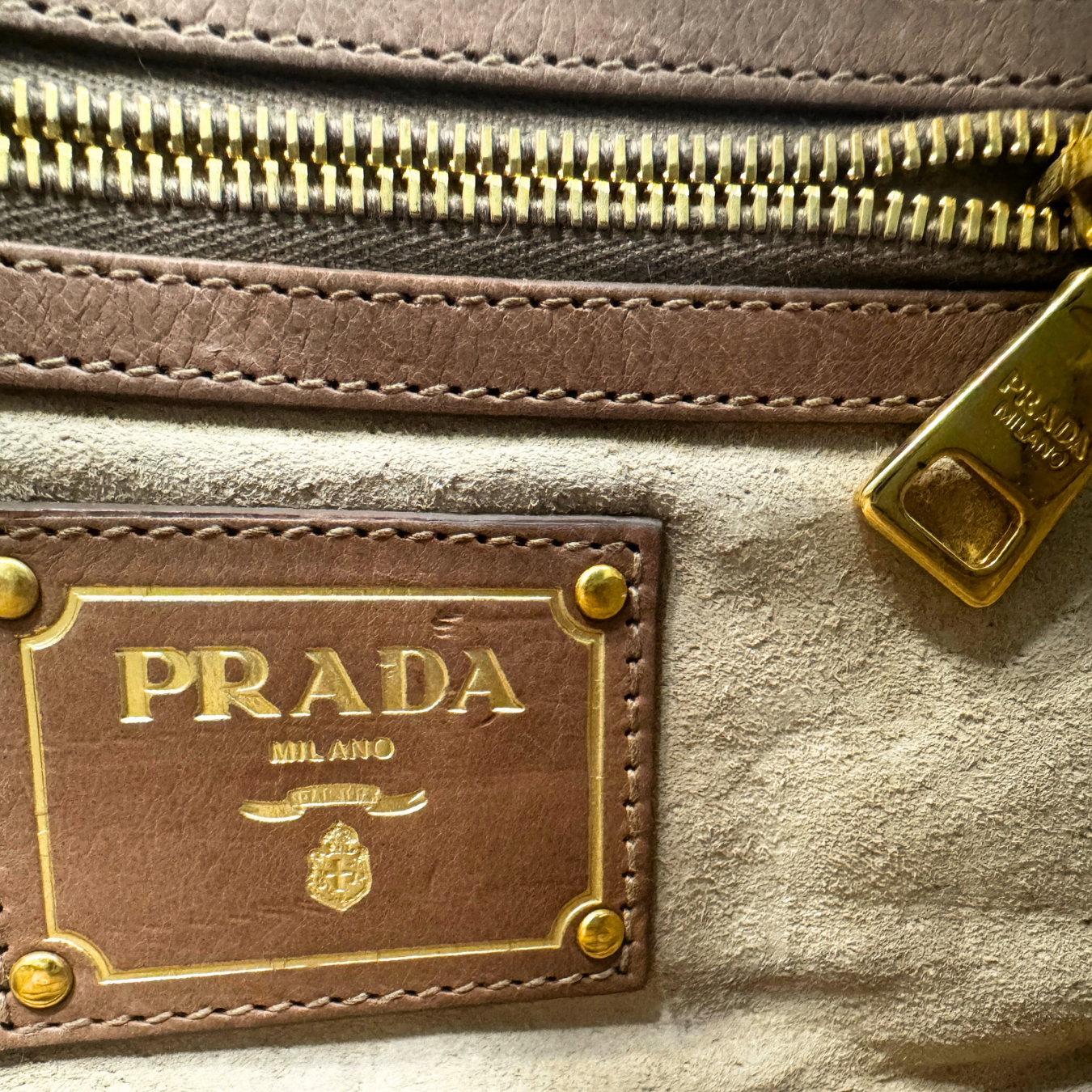 Prada Glace Calf Leather Sound & Lock Shoulder Handbag