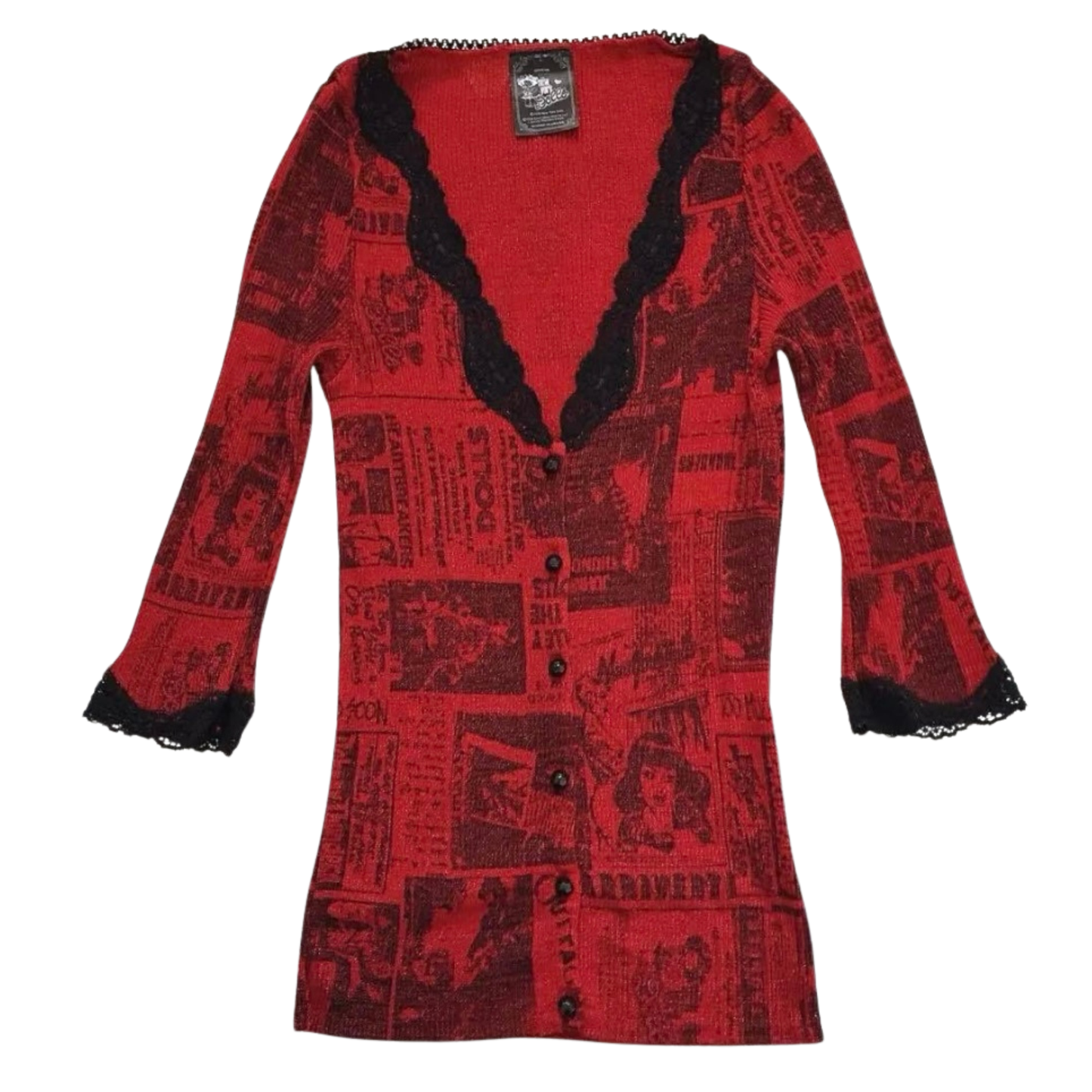 Hysterics Hysteric Glamour Red Newsprint Cardigan