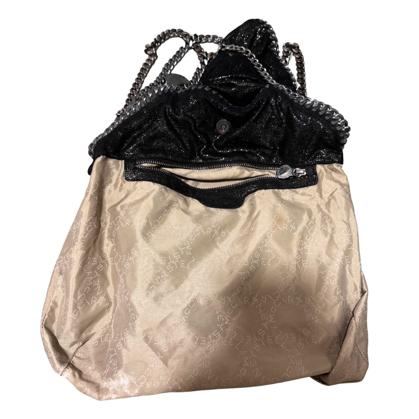 Stella McCartney Black Three Silver Chain Falabella Tote