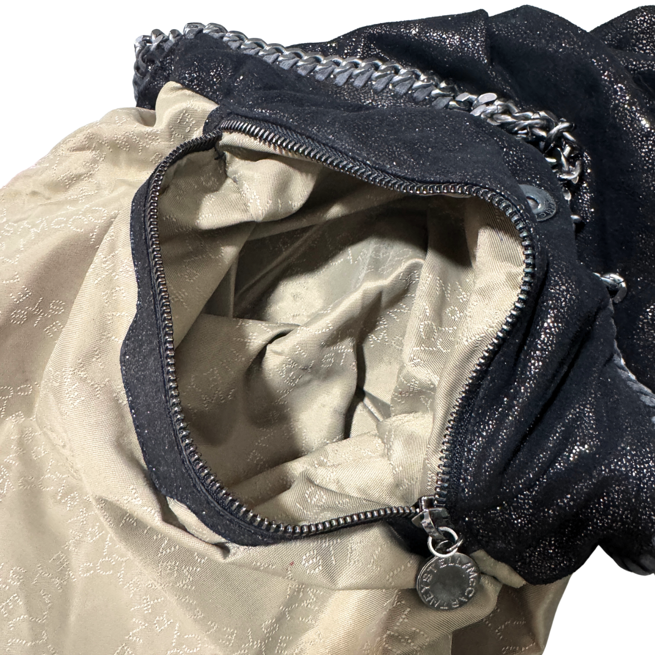 Stella McCartney Black Three Silver Chain Falabella Tote