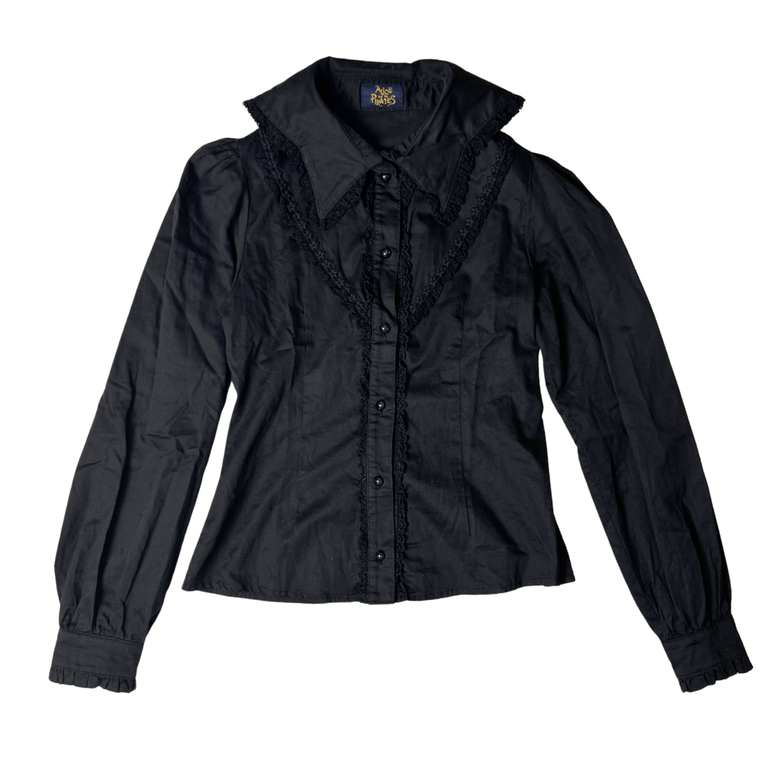 Alice & the Pirates Black Ruffle Trim Shirt
