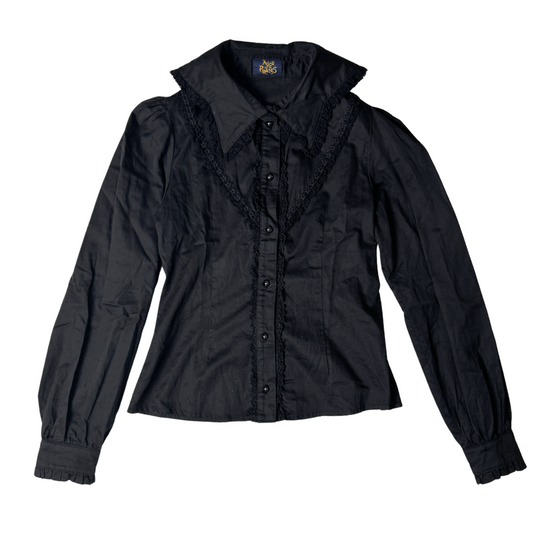 Alice & the Pirates Black Ruffle Trim Shirt