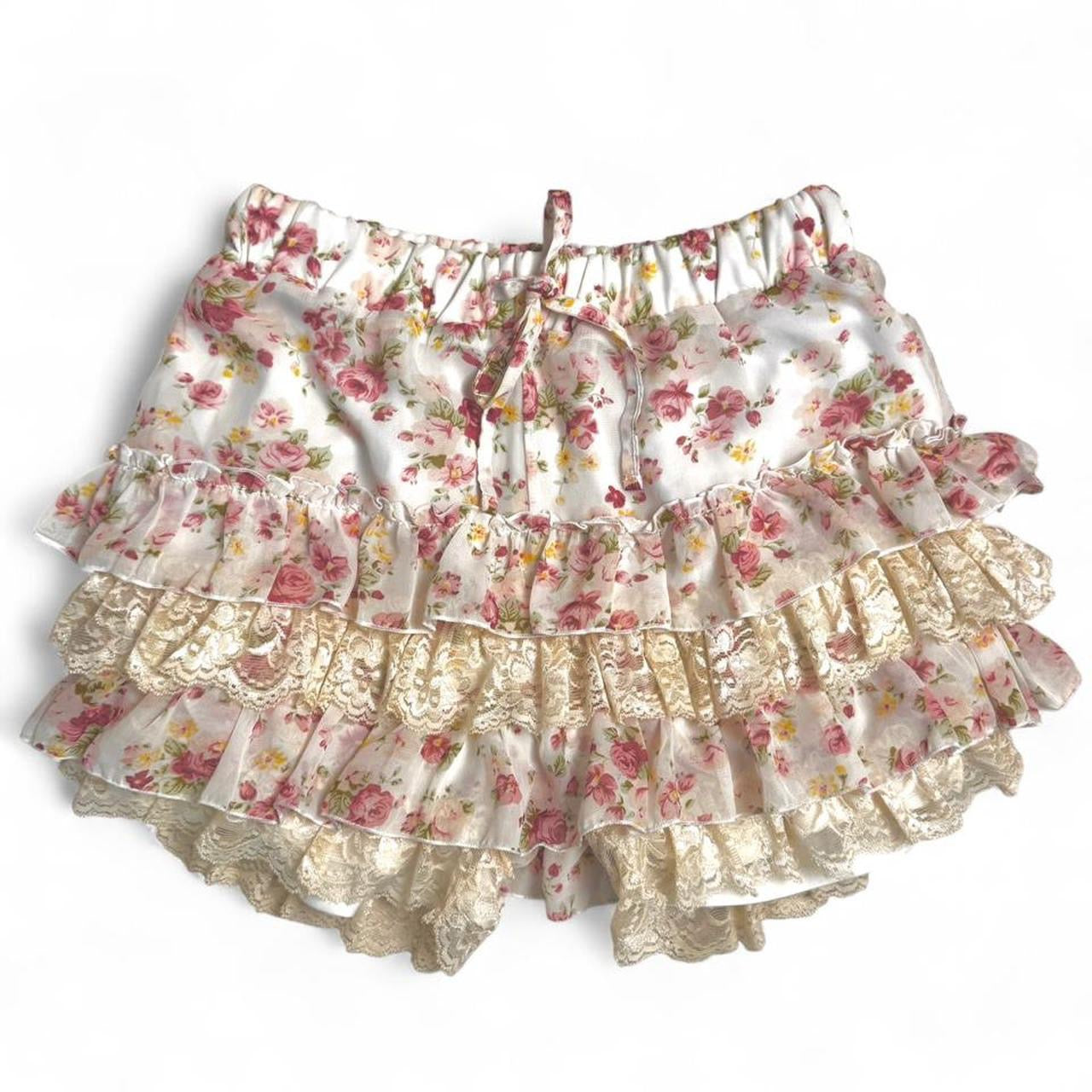 Deary Japanese Brand Floral Lace Trim Skort