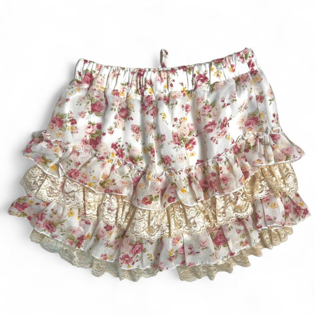 Deary Japanese Brand Floral Lace Trim Skort
