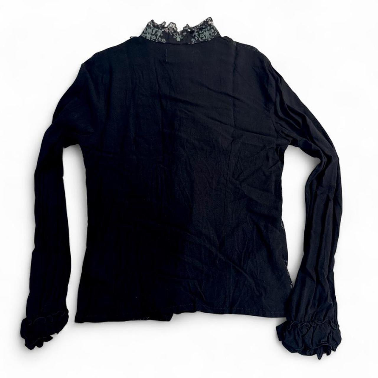 h.Naoto Steam Black Lace Trim Shirt