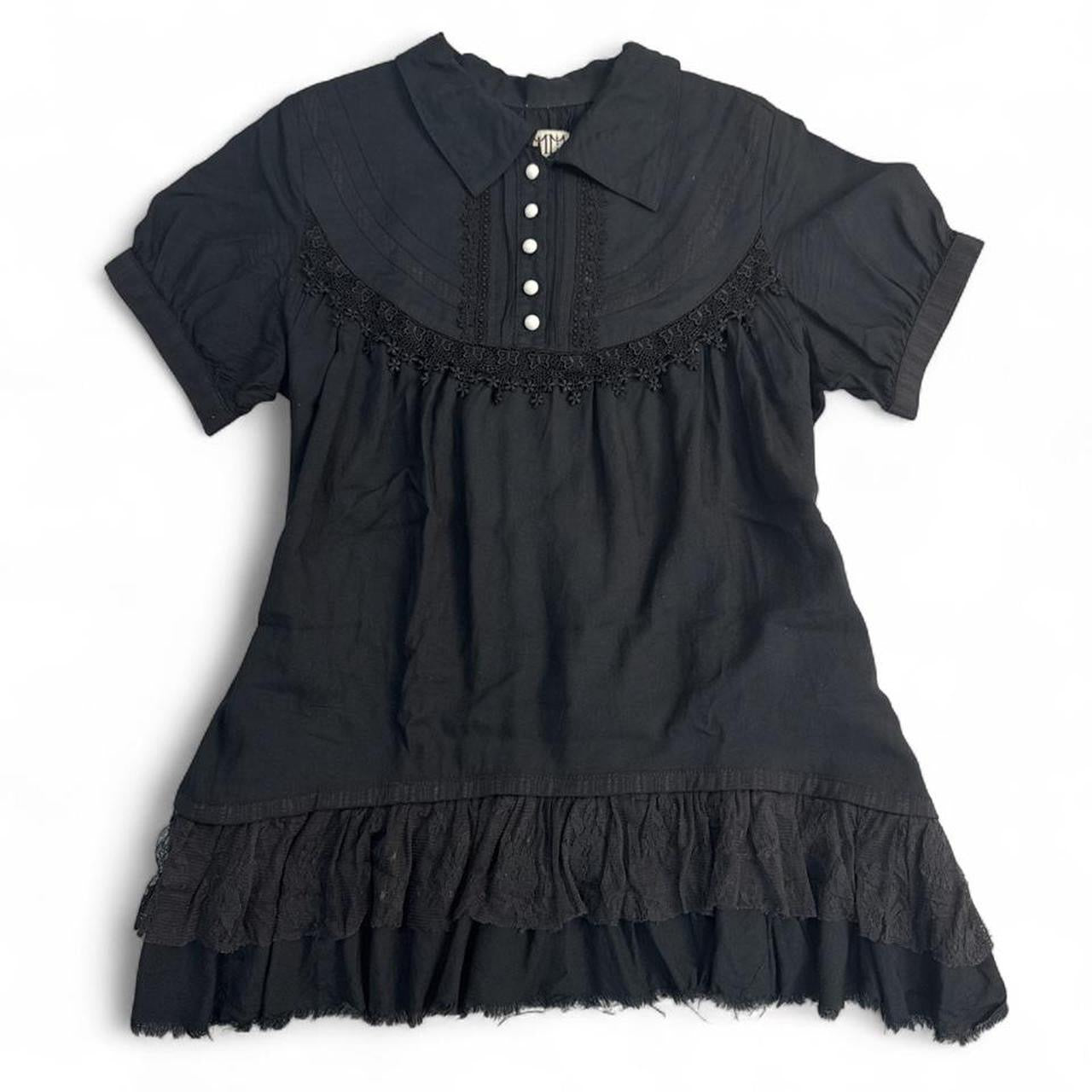 h.Naoto Gramm Black Babydoll Gauze Trim Top/Dress