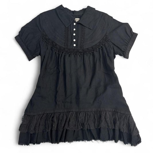h.Naoto Gramm Black Babydoll Gauze Trim Top/Dress