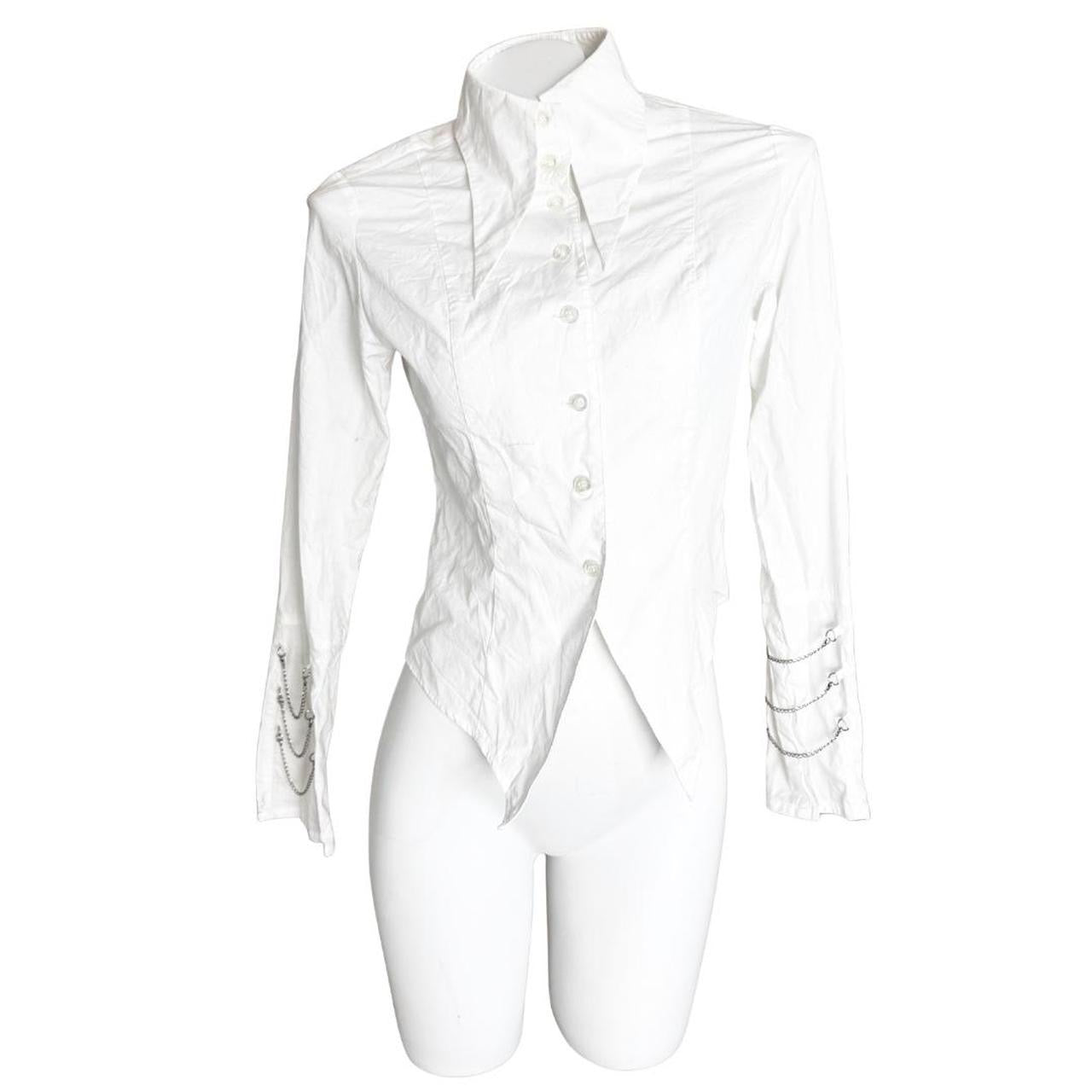 BPN Long Collar Sleeve White Chain Shirt