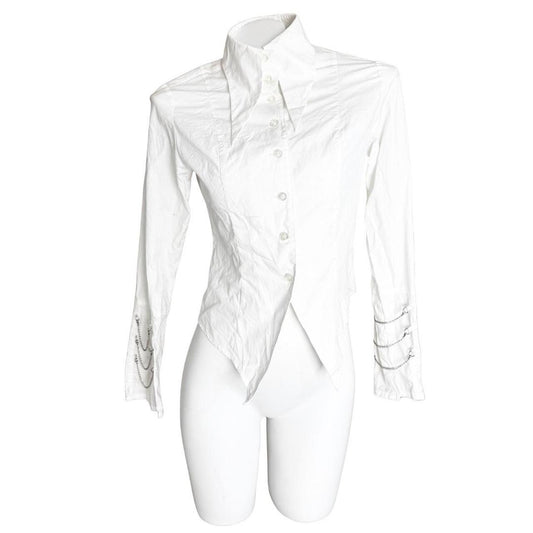BPN Long Collar Sleeve White Chain Shirt