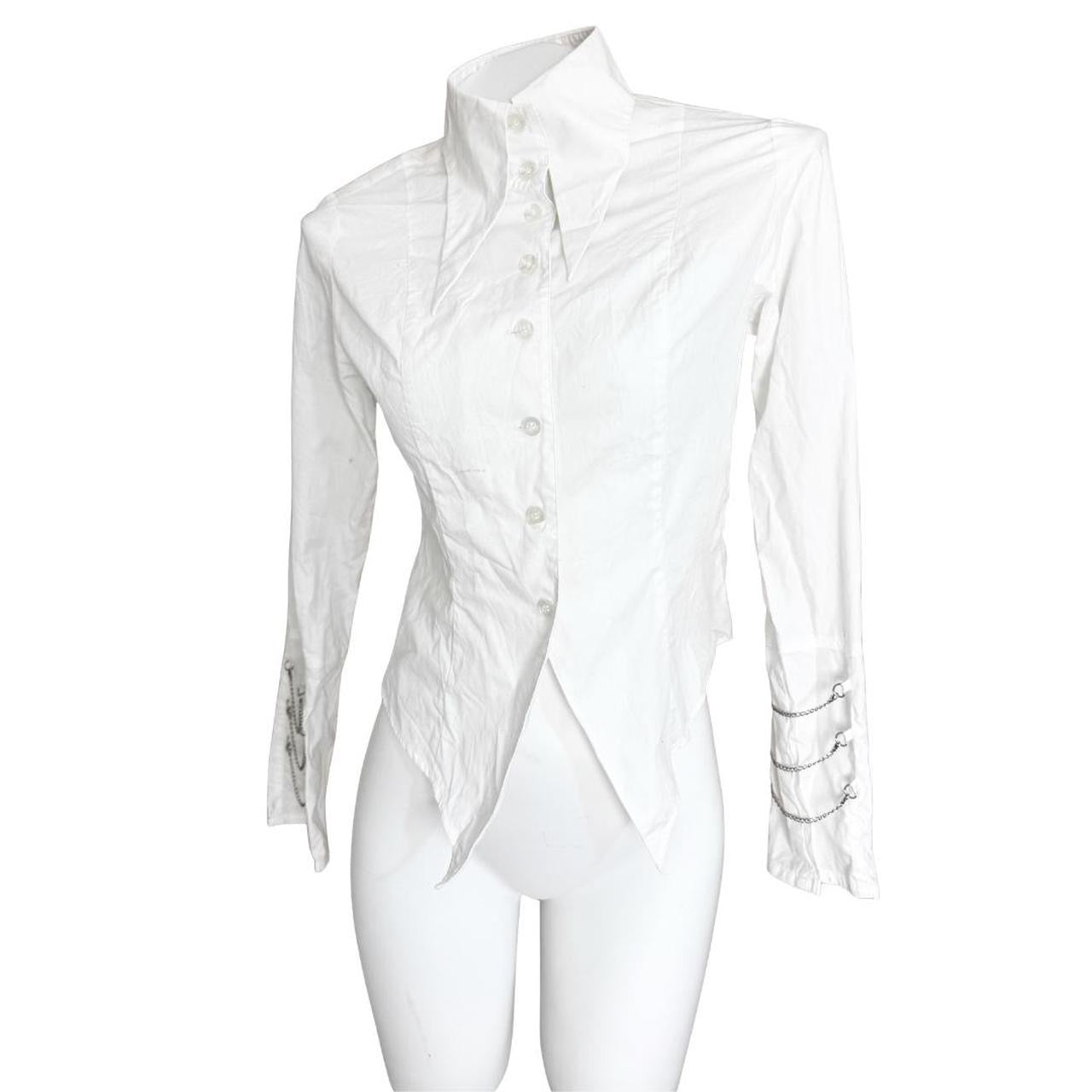 BPN Long Collar Sleeve White Chain Shirt