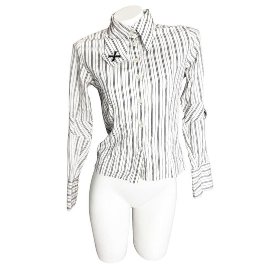 Peace Now Striped Asymmetrical Collar Shirt