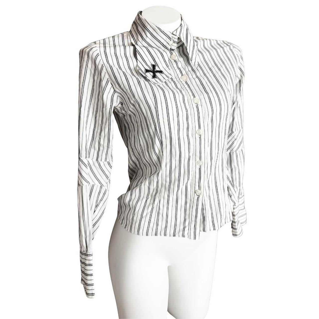 Peace Now Striped Asymmetrical Collar Shirt
