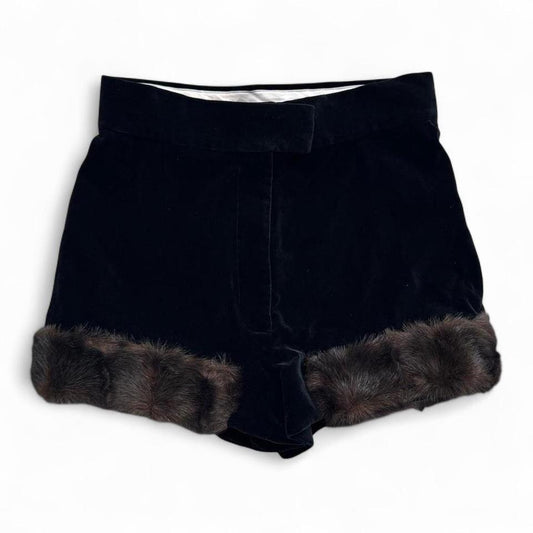 Vivienne Westwood Suede Fur Trim Black Shorts